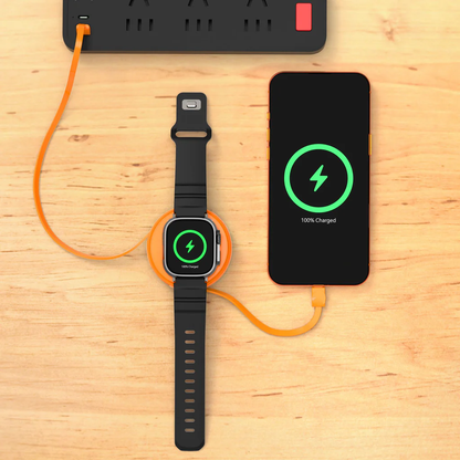 2-in-1 Retractable Cable with Wearable Wireless Charging Pad