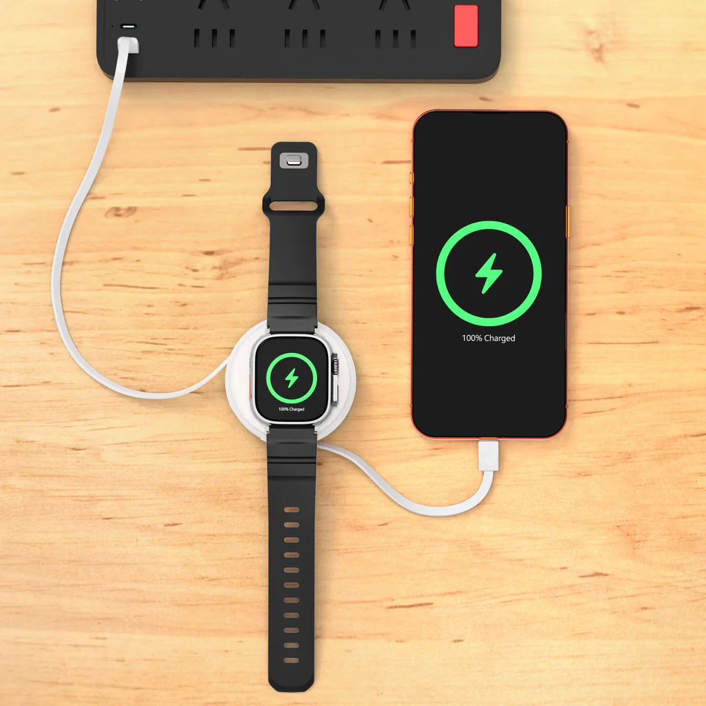 2-in-1 Retractable Cable with Watch Wireless Charger