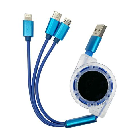 3-in-1 Retractable Multi-Port Fast Charging Cable