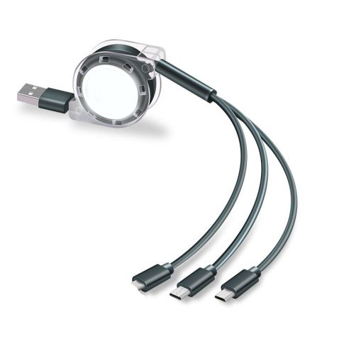 3-in-1 Retractable Multi-Port Fast Charging Cable