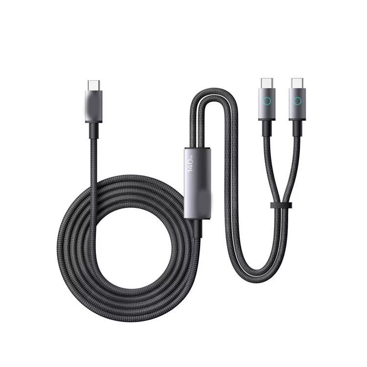 140W PD 3.1 Braided 2-in-1 USB-C Fast Charging Cable