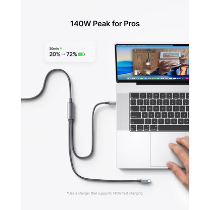140W PD 3.1 Braided 2-in-1 USB-C Fast Charging Cable