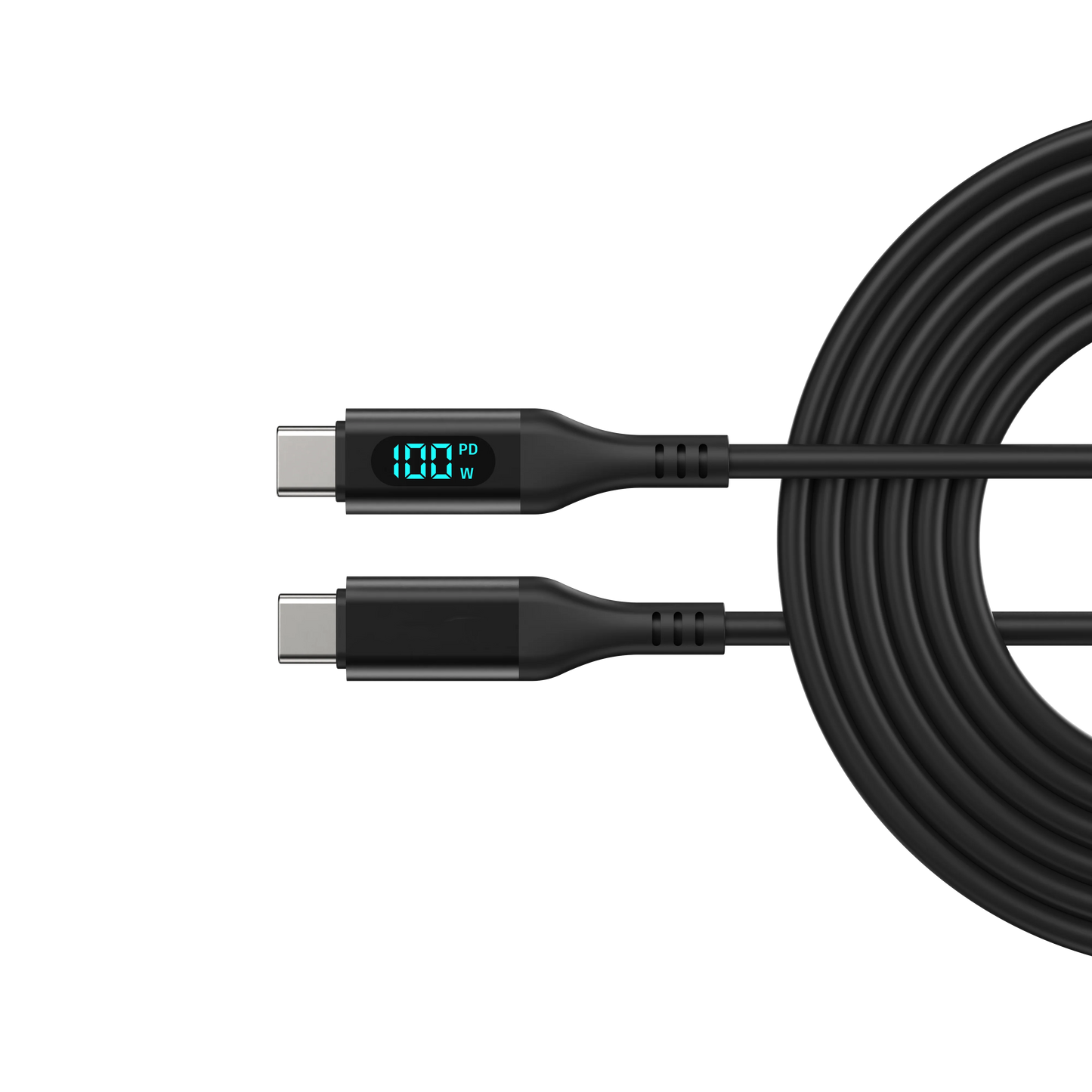 Digital Display 100W PD USB-C to USB-C Fast Charging Cable