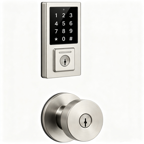 Touchscreen Electronic Deadbolt & Round Entry Knob Smart Lock Combo